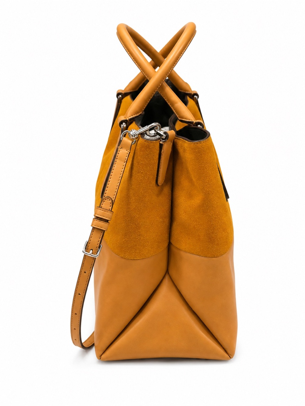 Coach Two-Tone Tan & Camel Suede Leather Tote - Picture 6 of 7